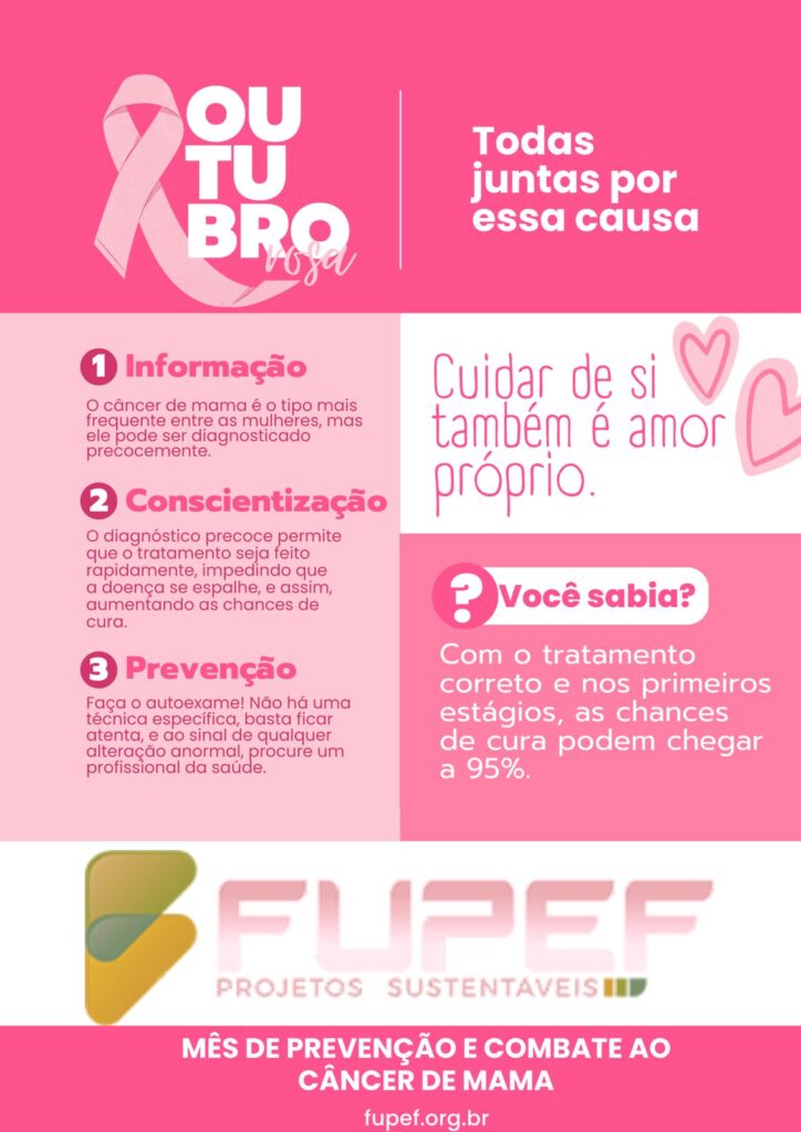 💗Outubro Rosa! Prevenir é um ato de amor e autocuidado. Se conheça, se cuide, se ame!